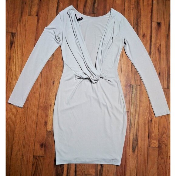 Victoria's Secret Y2K Dress Open Back Cowl Back Cream Sz S/P STRETCHY Long sleev - Picture 5 of 10